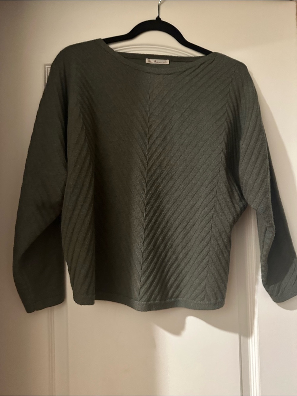 Women's Olive Green Textured Knit Pullover Top
